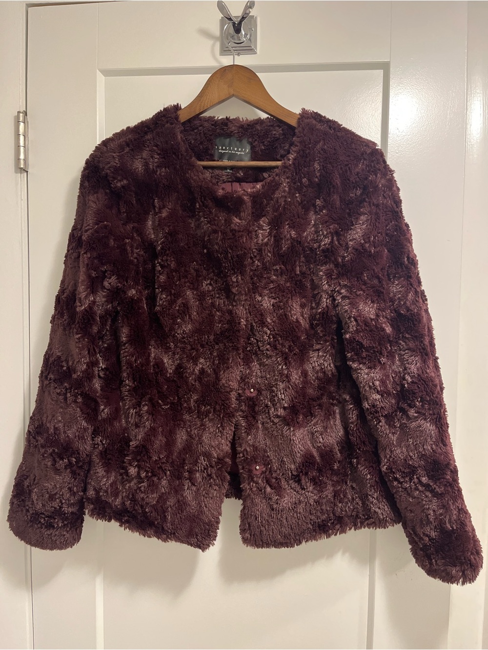 Sanctuary Plush Teddy Jacket in Deep Plum